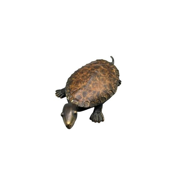 Vintage Hand Crafted Turtle Figurine Sea Animal Decor Hand Made Signed Metal - Picture 1 of 10